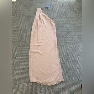 NWT Patrizia Pepe Abito One Shoulder Silk Maxi Dress in Warm Skin, sz IT 40/US 4